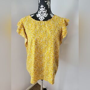 Les amis Floral-Print yellow blouse size L